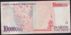 7.Emisyon 10000000 Lira A90 333906 Çok Temiz