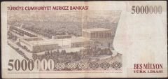 7.Emisyon 5 000 000 Lira F89 002274 Çok Temiz