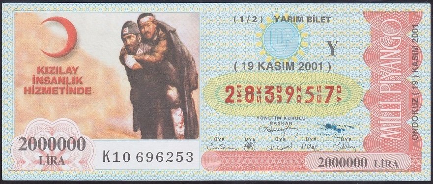 2001 19 KASIM YARIM BİLET - Y SERİSİ