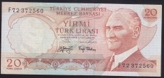 6.EMİSYON 3.TERTİP 20 LİRA F72 372560 ÇÇT +
