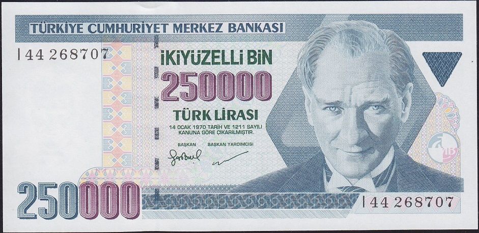 7.Emisyon 3.Tertip 250000 Lira I44 268707 Çilaltı Çil