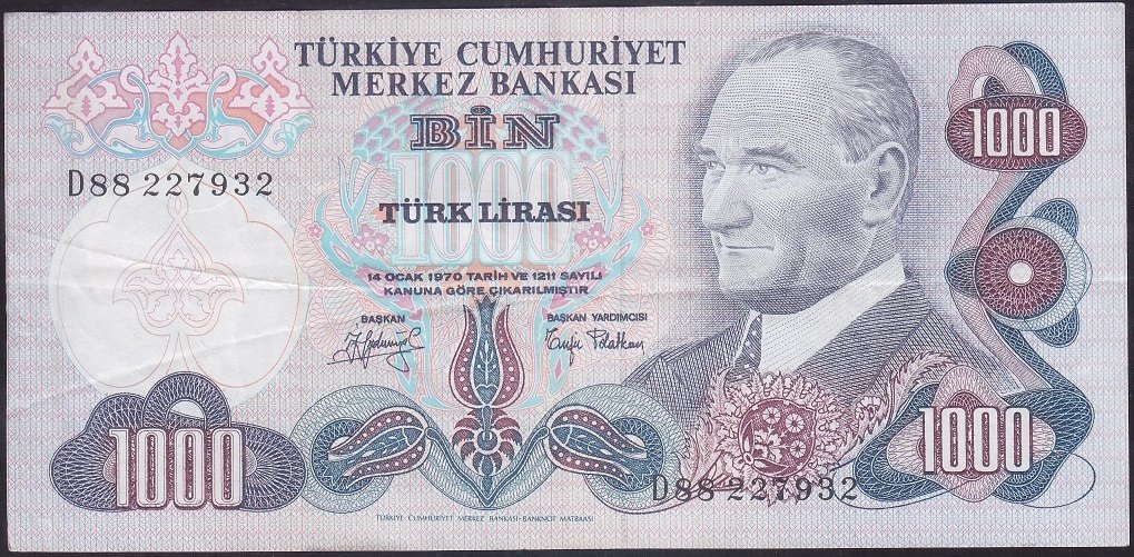 6.EMİSYON 2.TERTİP 1000 LİRA D88 227932 ÇOK TEMİZ +