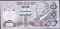 6.Emisyon 2.Tertip 1000 Lira D08 660453 Çok Temiz+