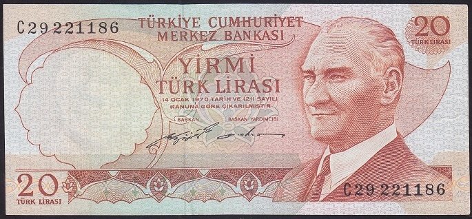 6.EMİSYON 2.TERTİP 20 LİRA C29 221186 ÇÇT