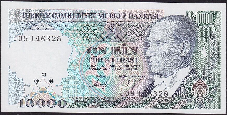 7.Emisyon 4.Tertip 10000 Lira J09 146328 Çilaltı