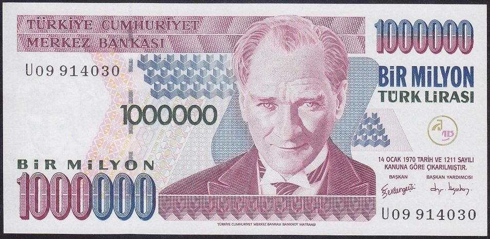 7.EMİSYON 3.TERTİP 1 000 000 LİRA U09 914030 ÇİL