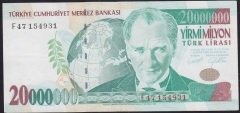 7.EMİSYON 20 000 000 LİRA F47 154931 ÇÇT +