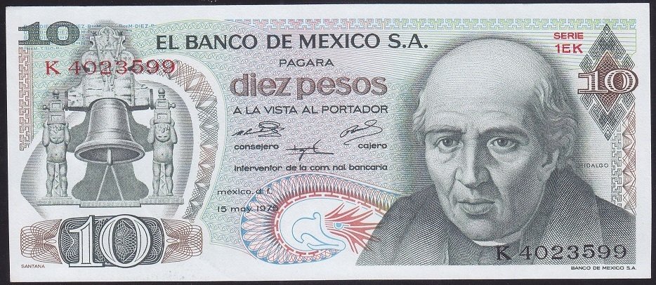 Meksika 10 Pesos 1975 Çilaltı Çil ( K ) Pick63h
