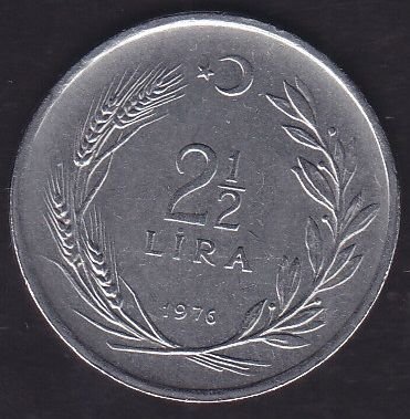 1976 Yılı 2.5 Lira TC lerden Biri Ters Diğeri Düz - Erör