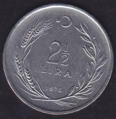 1976 Yılı 2.5 Lira TC lerden Biri Ters Diğeri Düz - Erör
