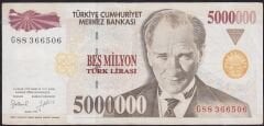 7.Emisyon 5000000 Lira G88 366506 Çok Temiz+