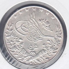 1327 / 6 REŞAT 5 KURUŞ GÜMÜŞ MISIR BASKI ÇİLALTI ÇİL eski para