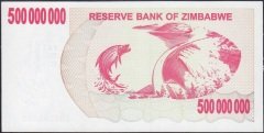 Zimbabwe 500000000 Dolar 2008 Çilaltı Çil Pick 60