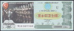 2001 19 EYLÜL ÇEYREK BİLET - U SERİSİ