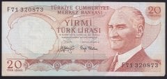 6.EMİSYON 3.TERTİP 20 LİRA F71 320873 ÇÇT +