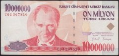 7.Emisyon 10 000 000 Lira C64 367816 Çok Temiz+