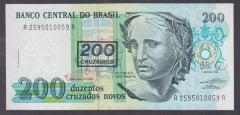 Brezilya 200 Cruzeiros Sürsajlı 1990 Çil Pick225b