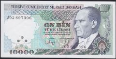 7.Emisyon 4.Tertip 10000 Lira J02 697396 Çilaltı