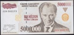 7.Emisyon 5000000 Lira J28 502173 Çilaltı Çil