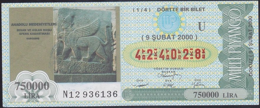 2000 9 ŞUBAT ÇEYREK BİLET - U SERİSİ