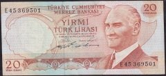 6.Emisyon 2.Tertip 20 Lira E45 369501 Çok Temiz+