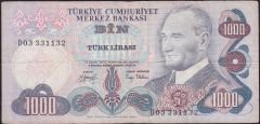 6.Emisyon 2.Tertip 1000 Lira D03 331132 Temiz
