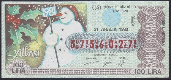 1980 31 ARALIK ÇEYREK BİLET Ç SERİSİ