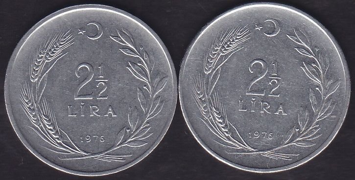 1976 Yılı 2.5 Lira (Ters Düz Takım)