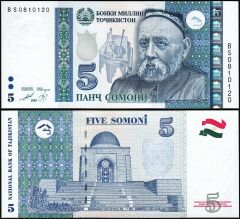Tacikistan 5 Somoni 1999 ( 2013 ) Çil Pick 23