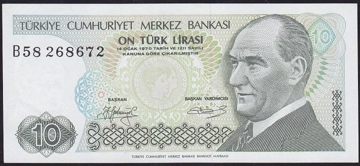7.Emisyon 1.Tertip 10 Lira B58 268672 Çilaltı Çil