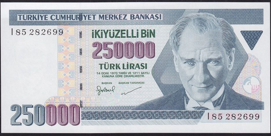 7.Emisyon 3.Tertip 250000 Lira I85 282699 Çil