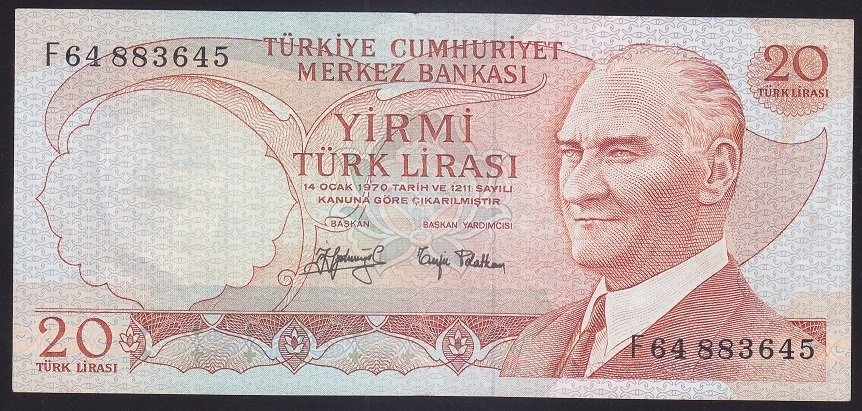 6.EMİSYON 3.TERTİP 20 LİRA F64 883645 ÇÇT +