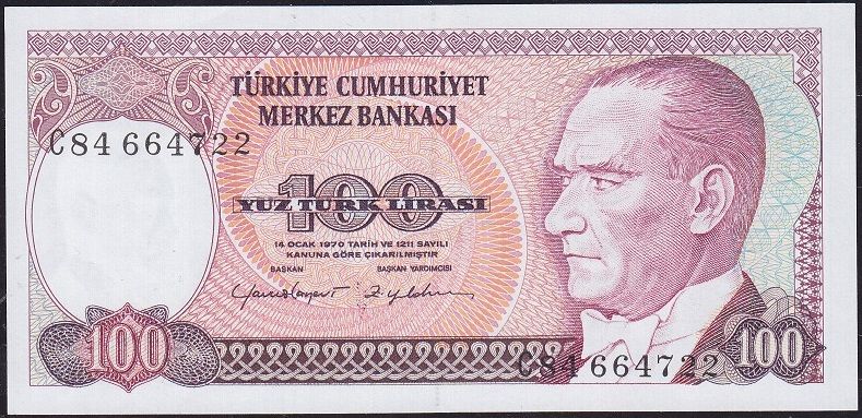 7.Emisyon 2.Tertip 100 Lira C84 664722 Çilaltı