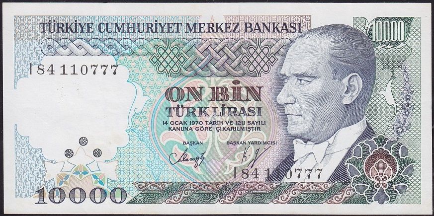 7.Emisyon 4.Tertip 10000 Lira I84 110777 Çok Çok Temiz