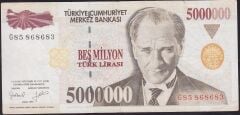 7.Emisyon 5000000 Lira G85 868683 Çok Temiz+