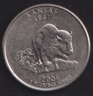Amerika Çeyrek Dolar 2005 D Hatıra Kansas