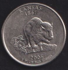 Amerika Çeyrek Dolar 2005 D Hatıra Kansas