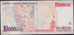 7.Emisyon 10 000 000 Lira C09 904558 Çok Temiz+