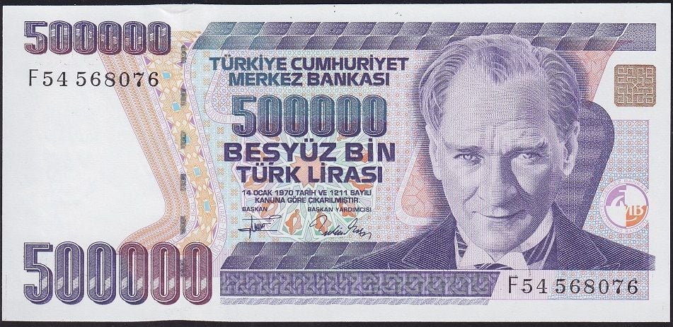 7.Emisyon 3.Tertip 500000 Lira F54 568076 Çil