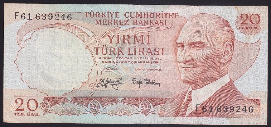 6.EMİSYON 3.TERTİP 20 LİRA F61 639246 ÇÇT
