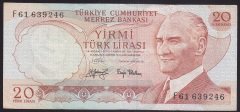 6.EMİSYON 3.TERTİP 20 LİRA F61 639246 ÇÇT