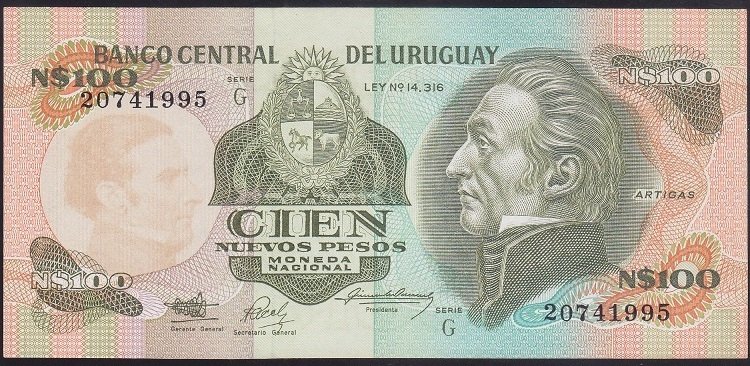 URUGUAY 100 NUEVOS PESOS 1987 ÇİL