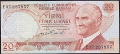 6.Emisyon 2.Tertip 20 Lira E37 287957 Çok Çok Temiz+