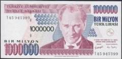 7.EMİSYON 3.TERTİP 1 000 000 LİRA T45 947399 ÇİL