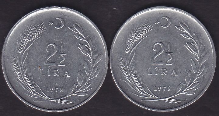 1978 Yılı 2.5 Lira (Ters Düz Takım)