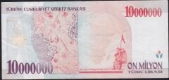 7.Emisyon 10000000 Lira A49 355134 Çok Temiz+