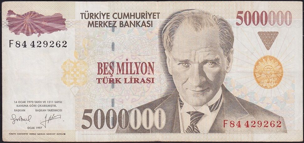 7.Emisyon 5 000 000 Lira F84 429262 Çok Temiz