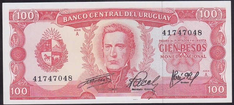URUGUAY 100 PESOS 1967 ÇİL