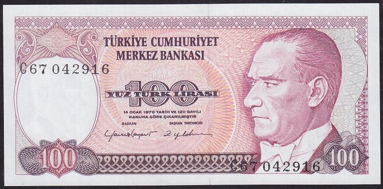 7.Emisyon 2.Tertip 100 Lira C67 042916 Çilaltı