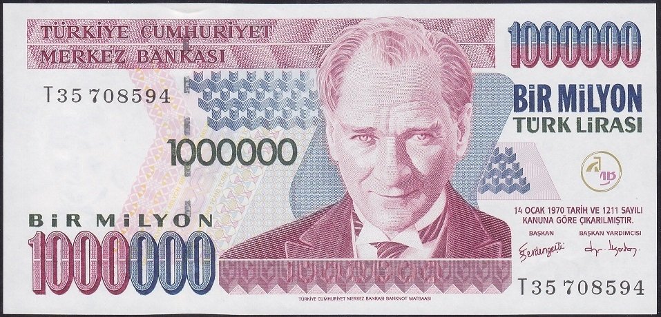7.EMİSYON 3.TERTİP 1 000 000 LİRA T35 708594 ÇİLALTI ÇİL